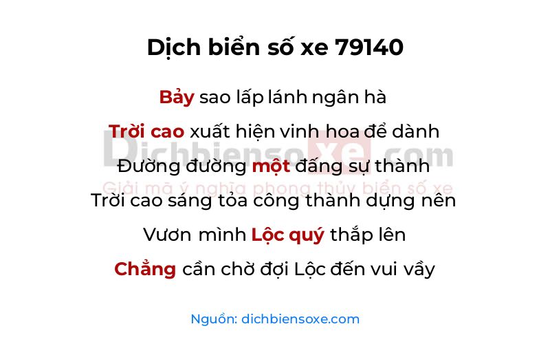 Dịch thơ biển số 79140