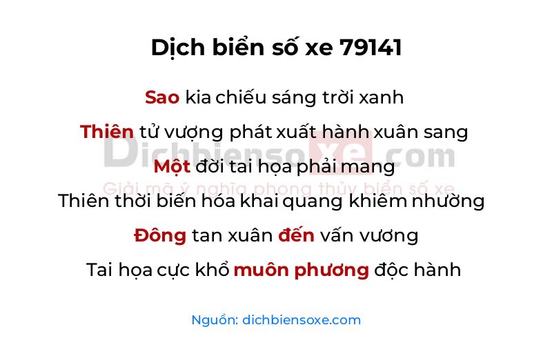 Dịch thơ biển số 79141