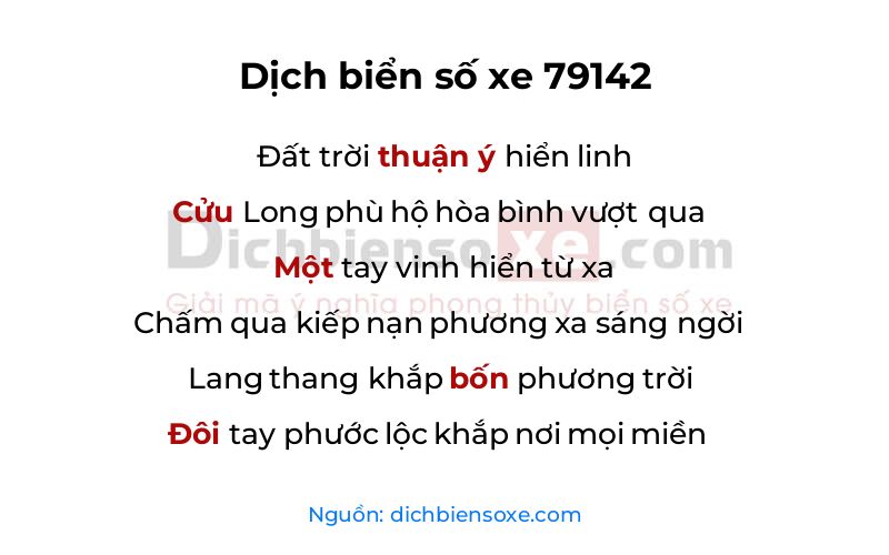 Dịch thơ biển số 79142