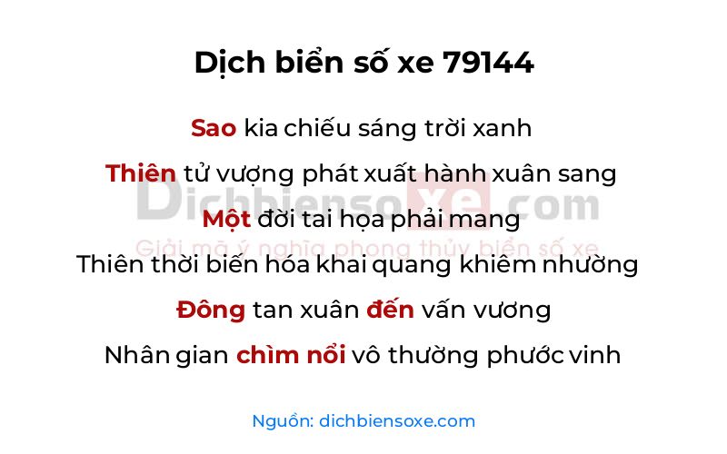 Dịch thơ biển số 79144