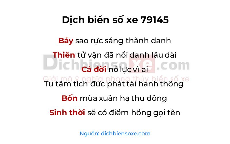 Dịch thơ biển số 79145