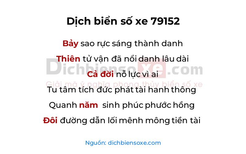 Dịch thơ biển số 79152