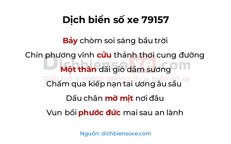 Dịch thơ biển số 79157