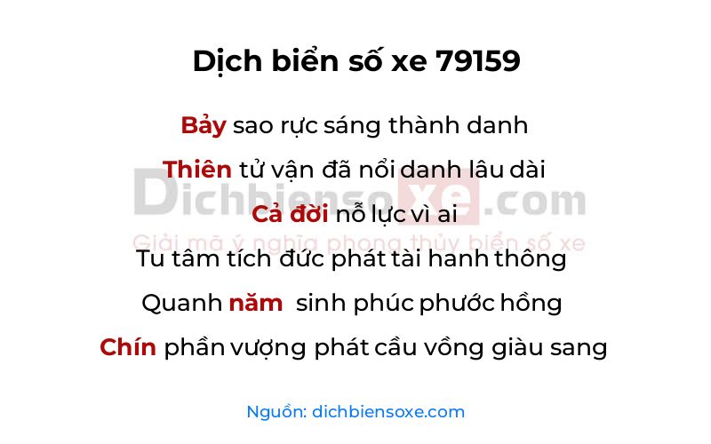 Dịch thơ biển số 79159
