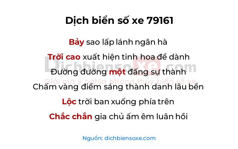 Dịch thơ biển số 79161