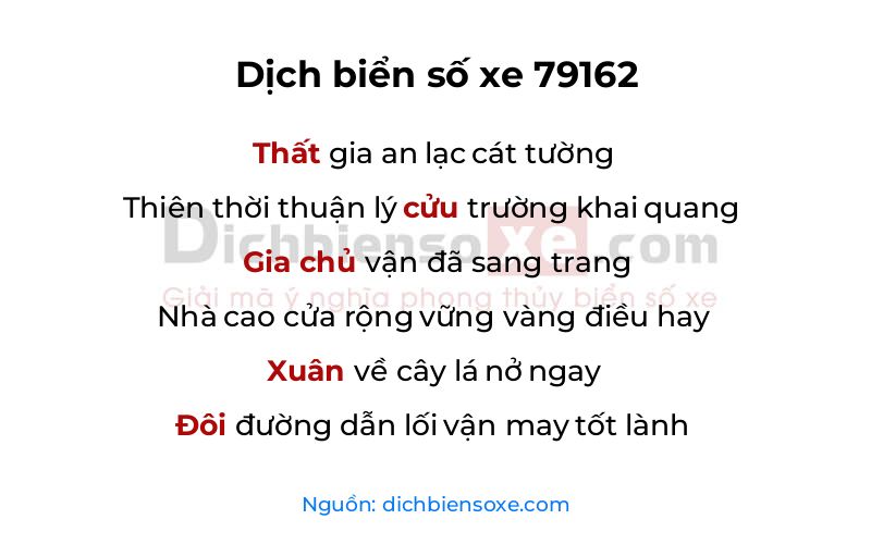 Dịch thơ biển số 79162