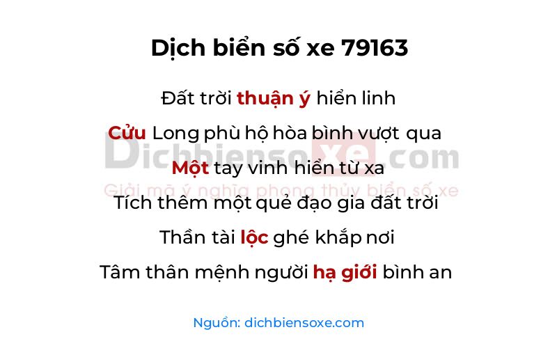 Dịch thơ biển số 79163