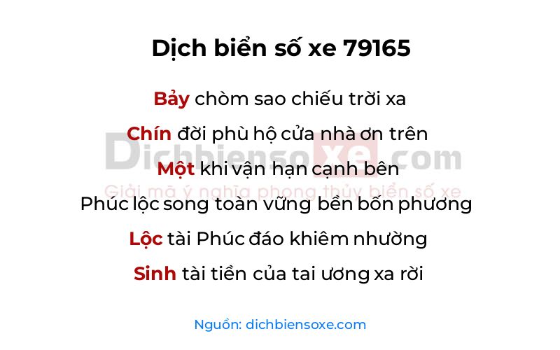 Dịch thơ biển số 79165