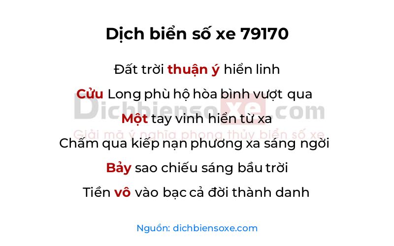 Dịch thơ biển số 79170