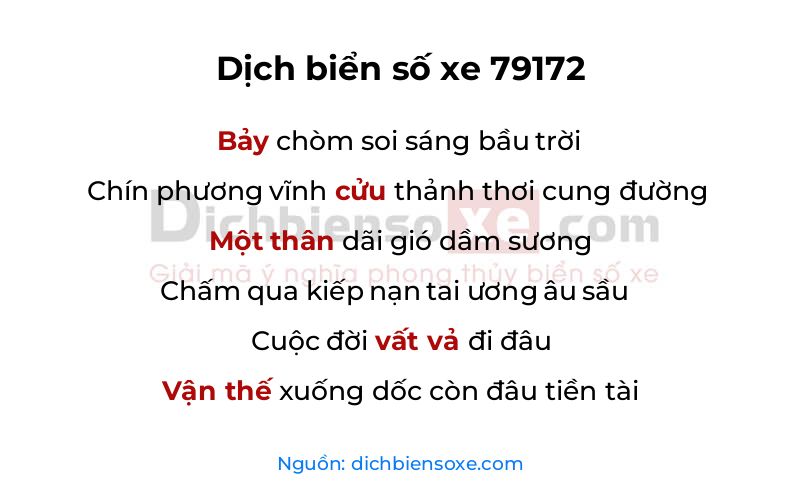 Dịch thơ biển số 79172