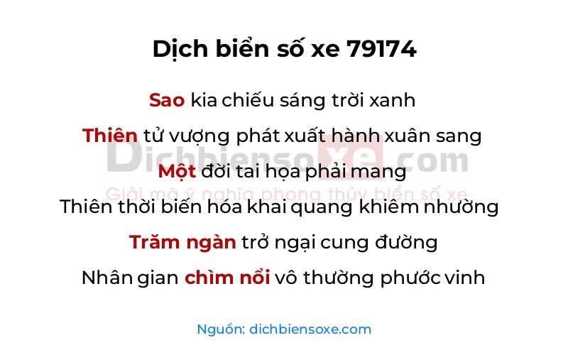 Dịch thơ biển số 79174