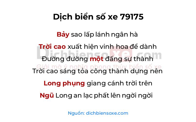 Dịch thơ biển số 79175