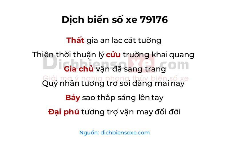 Dịch thơ biển số 79176