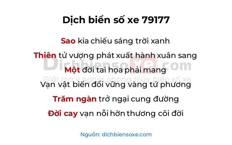 Dịch thơ biển số 79177