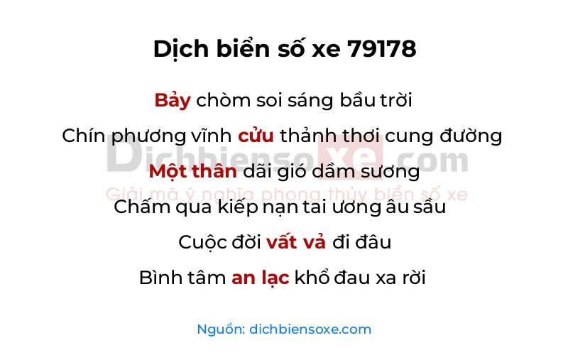 Dịch thơ biển số 79178