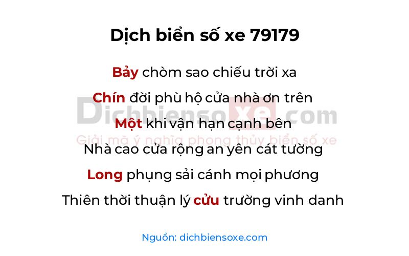 Dịch thơ biển số 79179