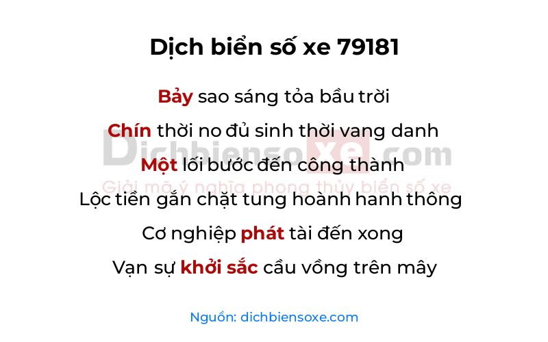 Dịch thơ biển số 79181