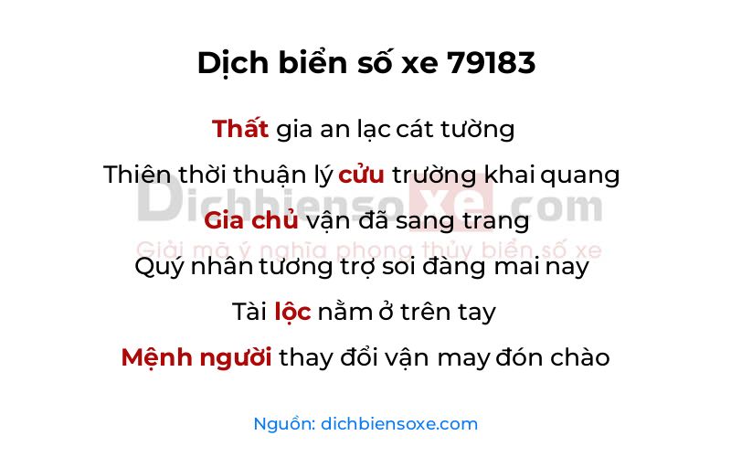 Dịch thơ biển số 79183