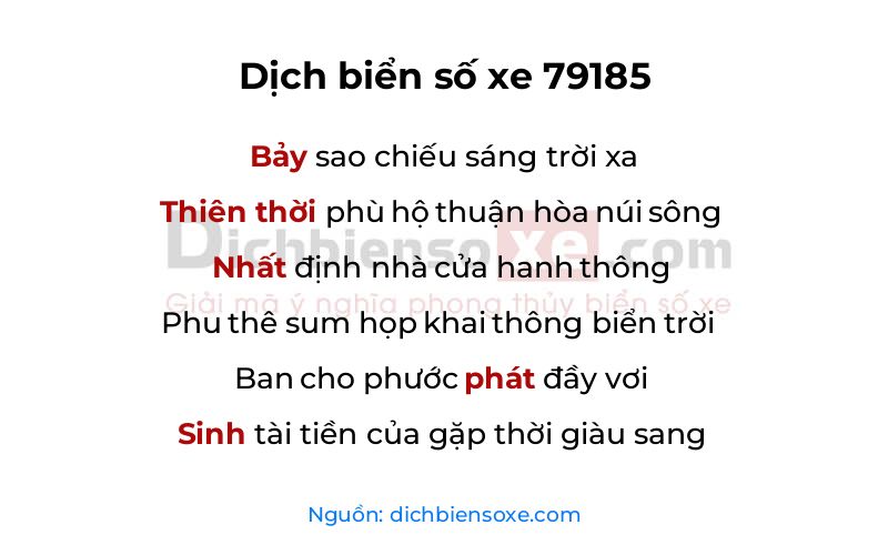 Dịch thơ biển số 79185