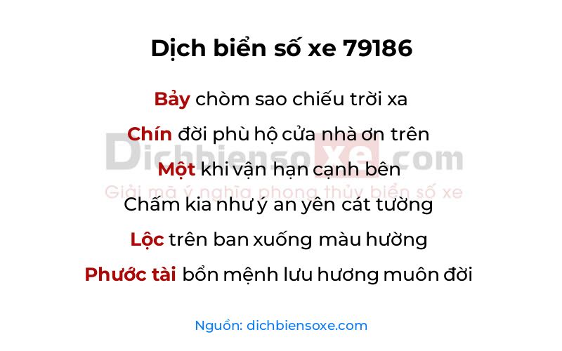 Dịch thơ biển số 79186