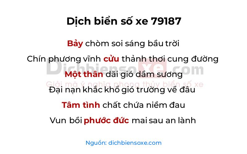 Dịch thơ biển số 79187