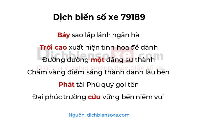 Dịch thơ biển số 79189