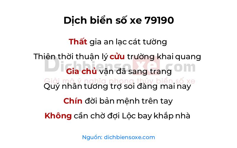 Dịch thơ biển số 79190