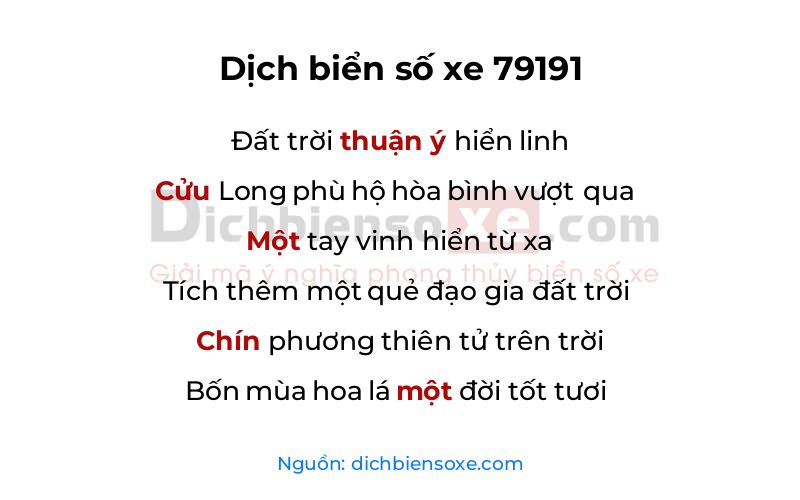 Dịch thơ biển số 79191