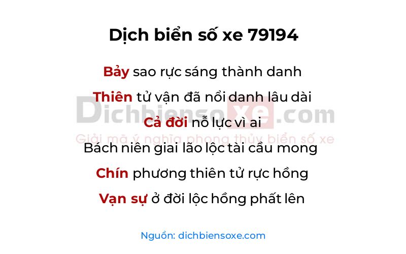 Dịch thơ biển số 79194