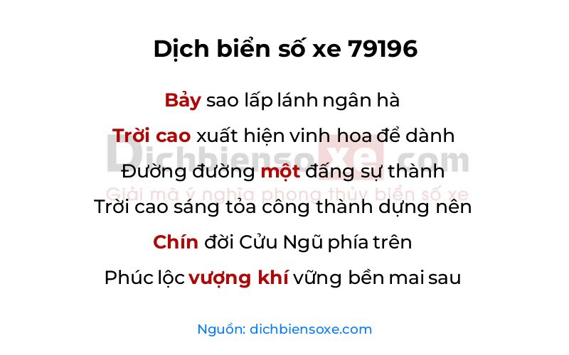 Dịch thơ biển số 79196