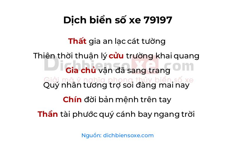 Dịch thơ biển số 79197