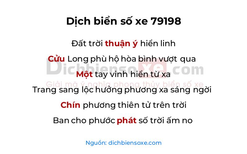 Dịch thơ biển số 79198