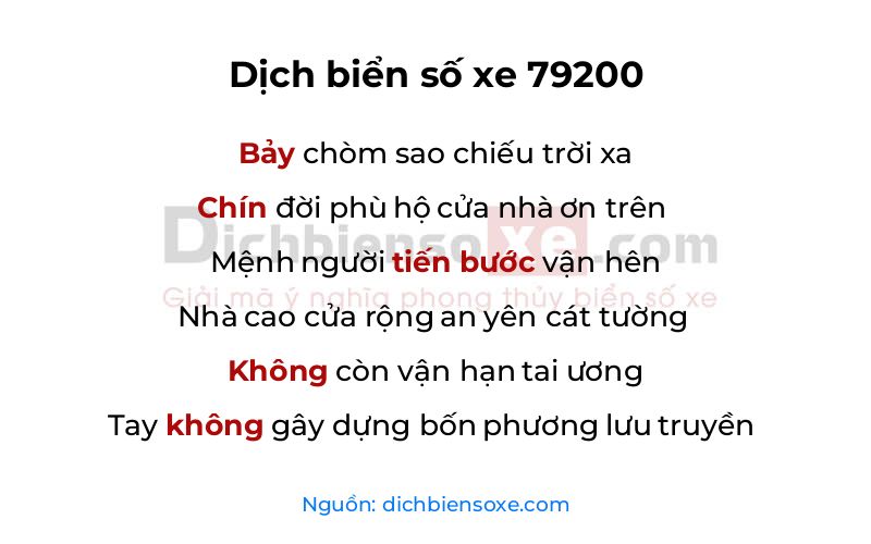 Dịch thơ biển số 79200