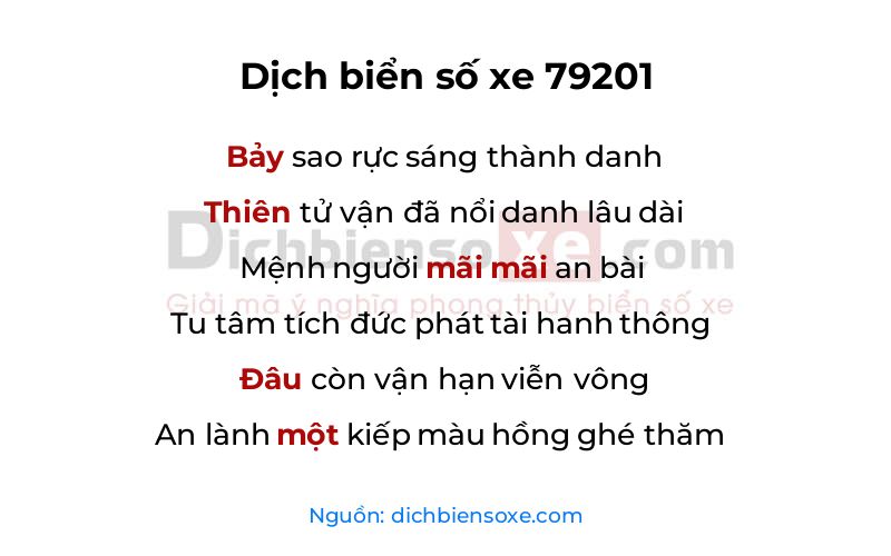 Dịch thơ biển số 79201