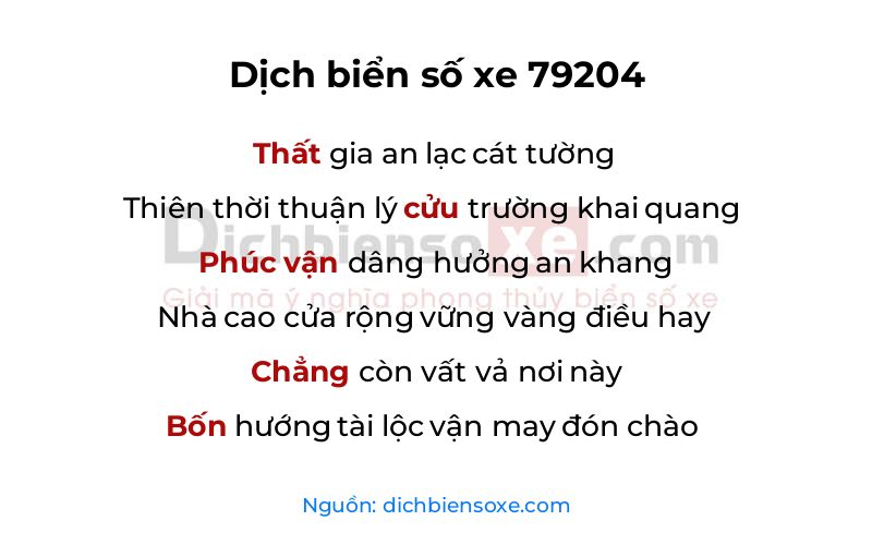 Dịch thơ biển số 79204