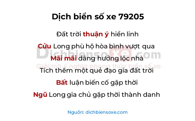 Dịch thơ biển số 79205