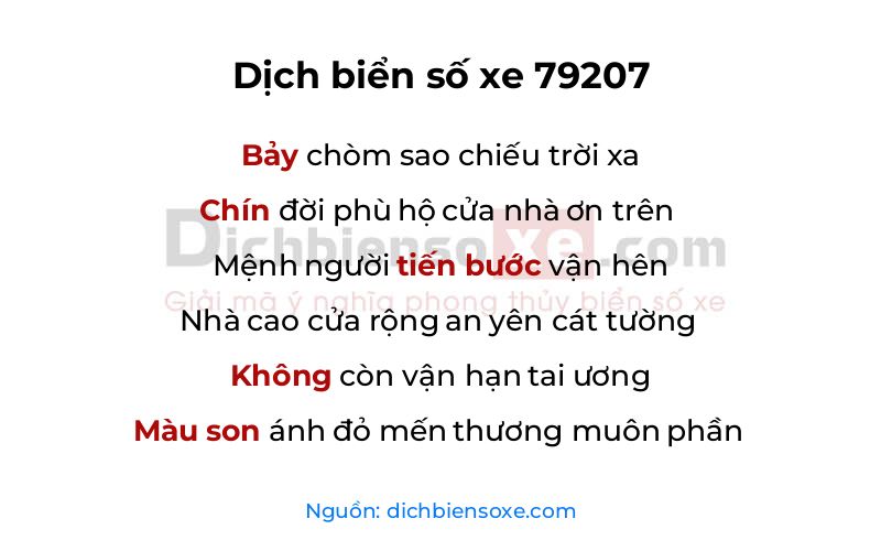 Dịch thơ biển số 79207
