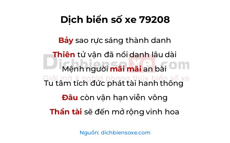 Dịch thơ biển số 79208