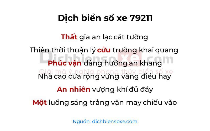 Dịch thơ biển số 79211