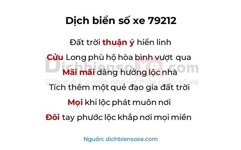 Dịch thơ biển số 79212