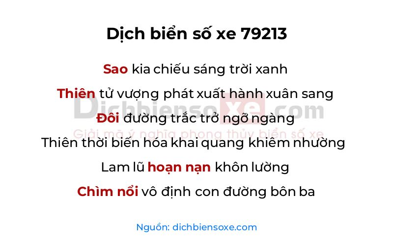 Dịch thơ biển số 79213