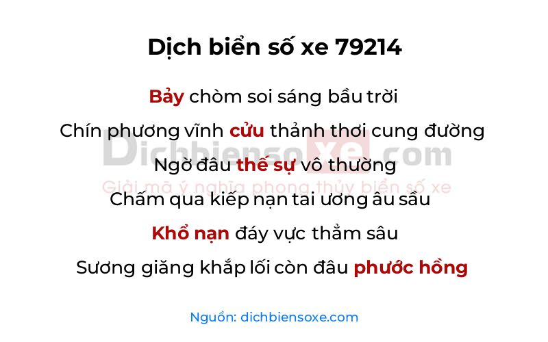 Dịch thơ biển số 79214