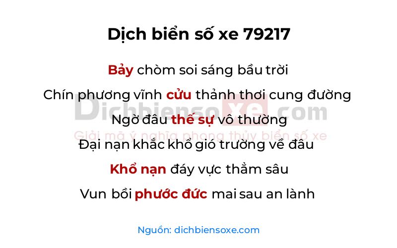 Dịch thơ biển số 79217