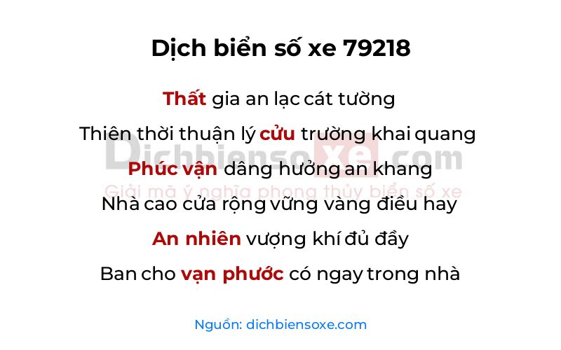 Dịch thơ biển số 79218