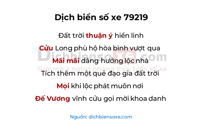 Dịch thơ biển số 79219