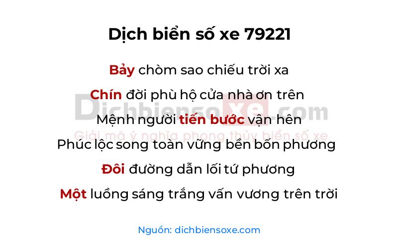 Dịch thơ biển số 79221