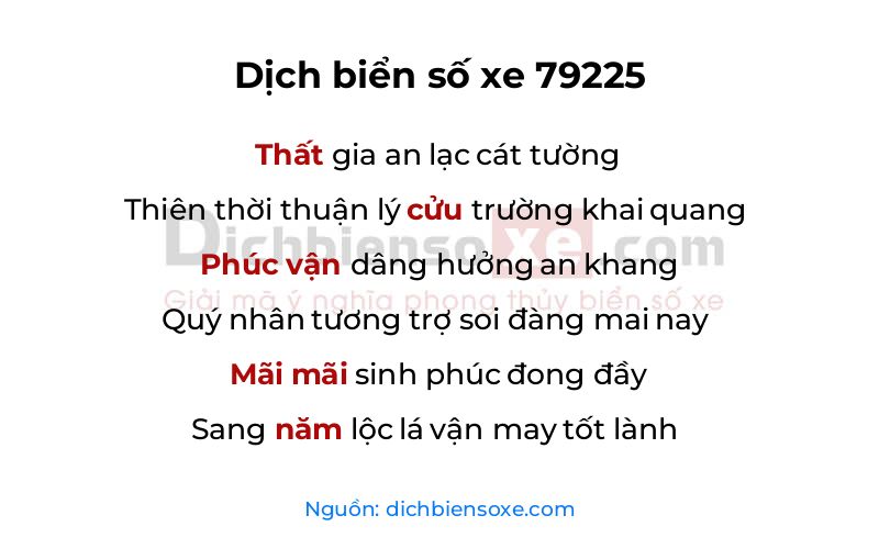 Dịch thơ biển số 79225