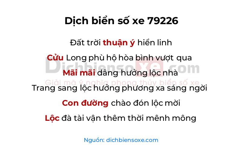 Dịch thơ biển số 79226
