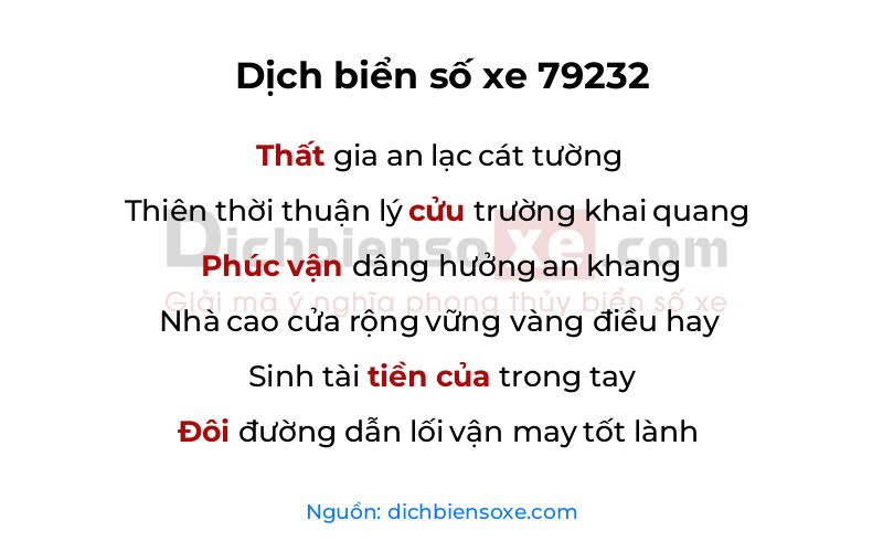 Dịch thơ biển số 79232