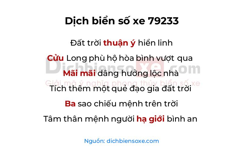 Dịch thơ biển số 79233